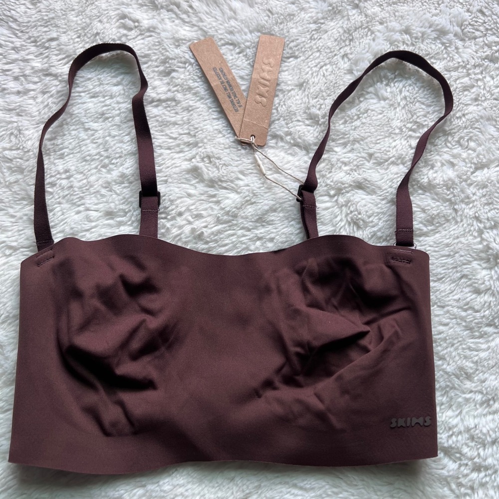 SKIMS Naked Bandeau Bra Cocoa Brown Size XXS Seamless Strapless BR-BAN-4473 NEW - Picture 3 of 10
